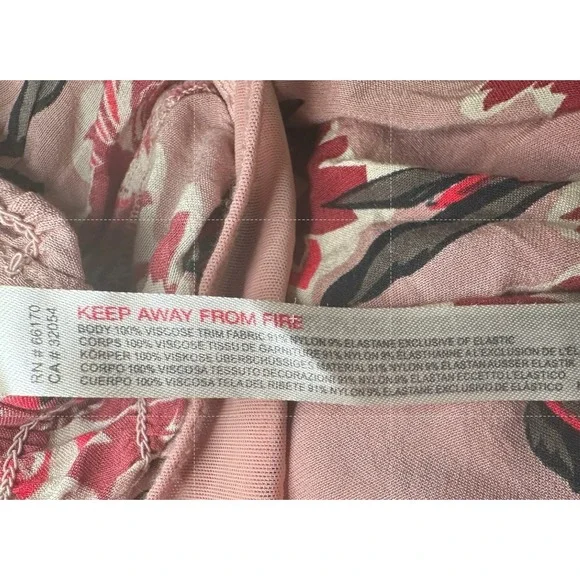 Free People Sz M Wild Daze Floral Bodysuit Square‎ Neck Bishop Sleeve Smocked - Picture 5 of 11